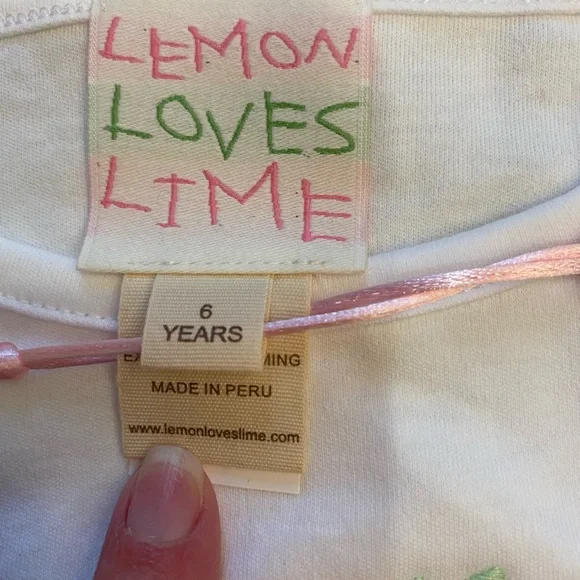 NWT Lemon Loves Lime White Dolphin Wreath Shirt Girls size 6 - Picture 6 of 6